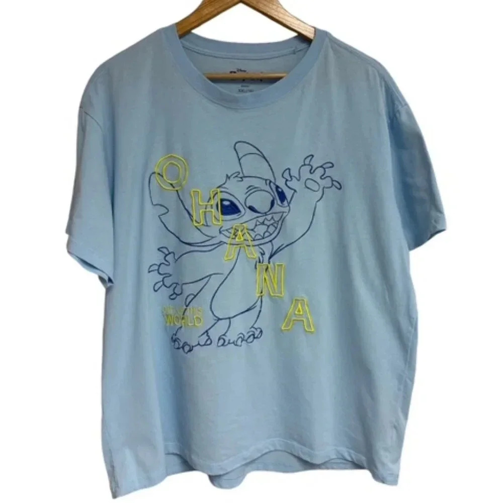 Disney‎ Lilo & Stitch Ohana Means Family Short Sleeve T-Shirt Top XXL 19